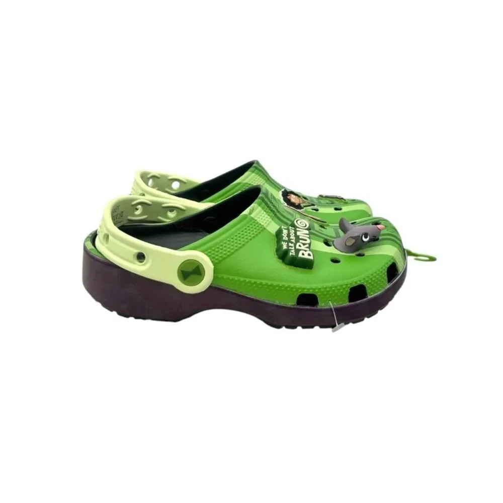 Crocs Encanto Bruno Classic Clog Kids J2 Disney Green Slip On Shoes Jibbitz New